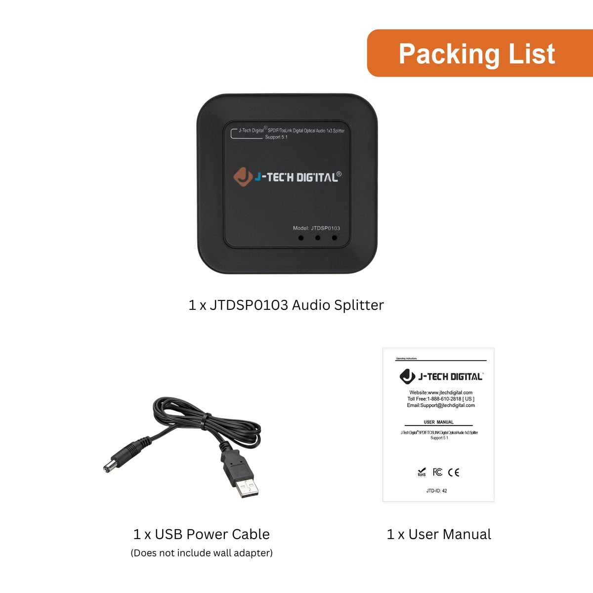J-Tech Digital 15 ft output demonstrates long cable use with clear 5.1 sound.