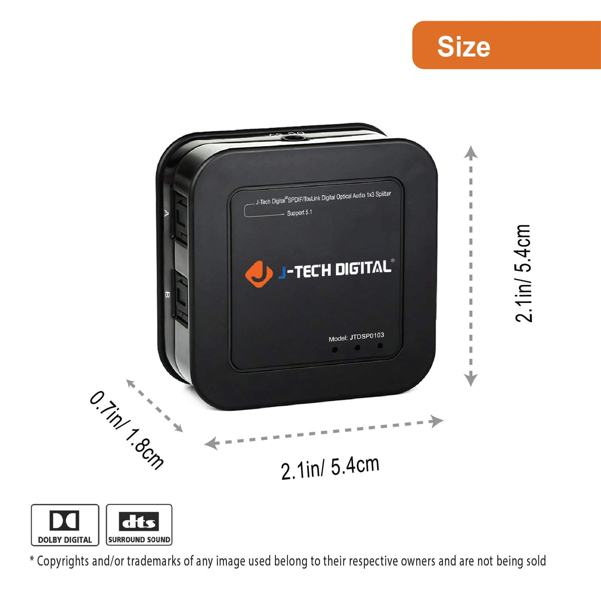 J-Tech Digital Toslink splitter connections enabling three receivers from one optical source.
