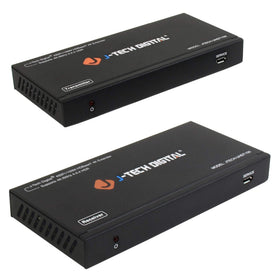J-Tech Digital UHDT150 setup diagram for long-range HDMI over Cat6.