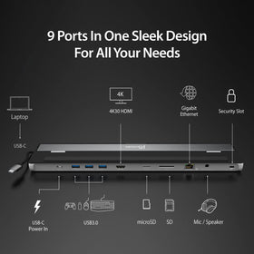 j5create dock connected to a 4K monitor via HDMI for sharp external display benefit