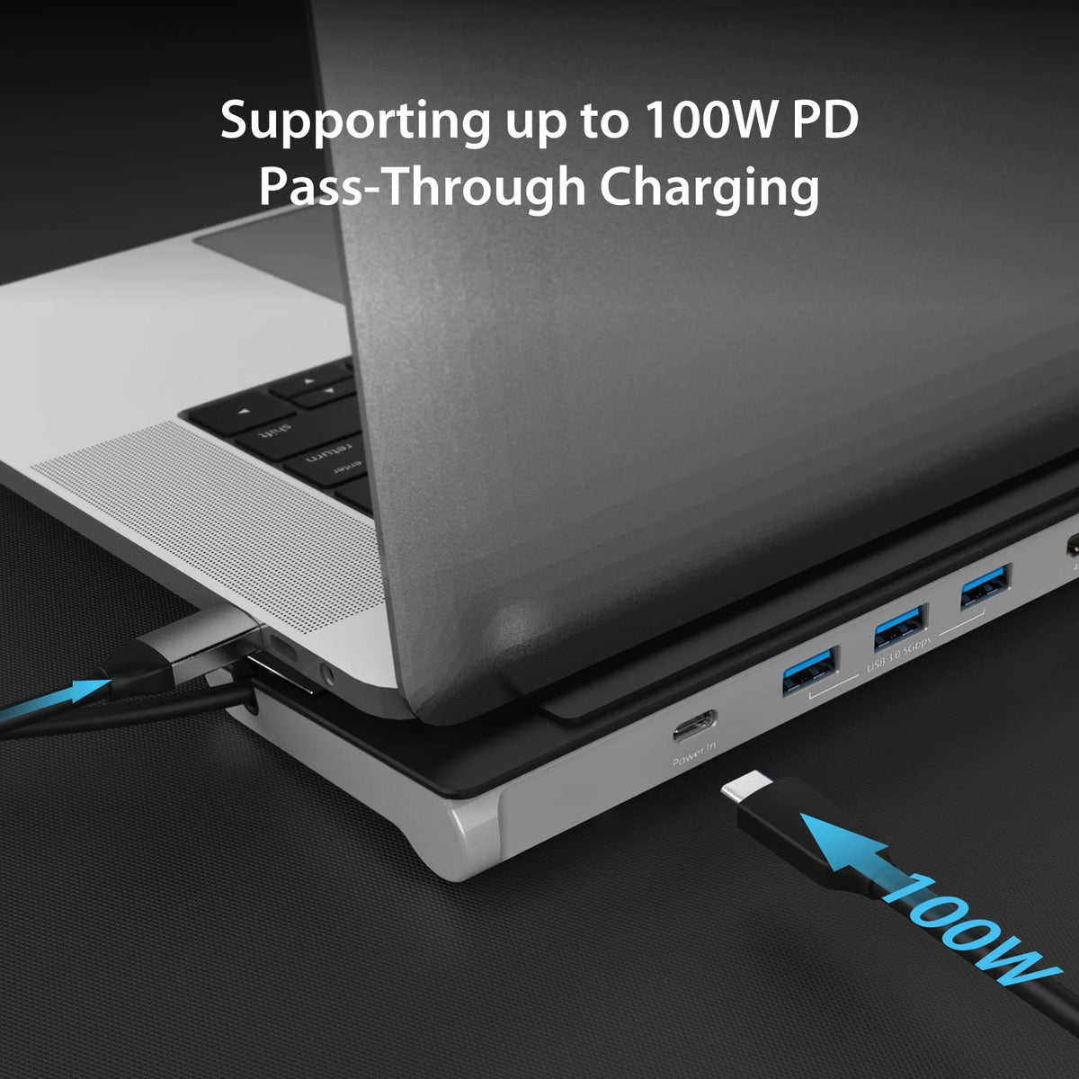 j5create dock beside laptop to show size and scale for space-saving benefit