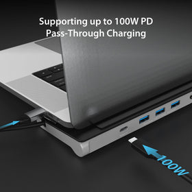 j5create dock beside laptop to show size and scale for space-saving benefit