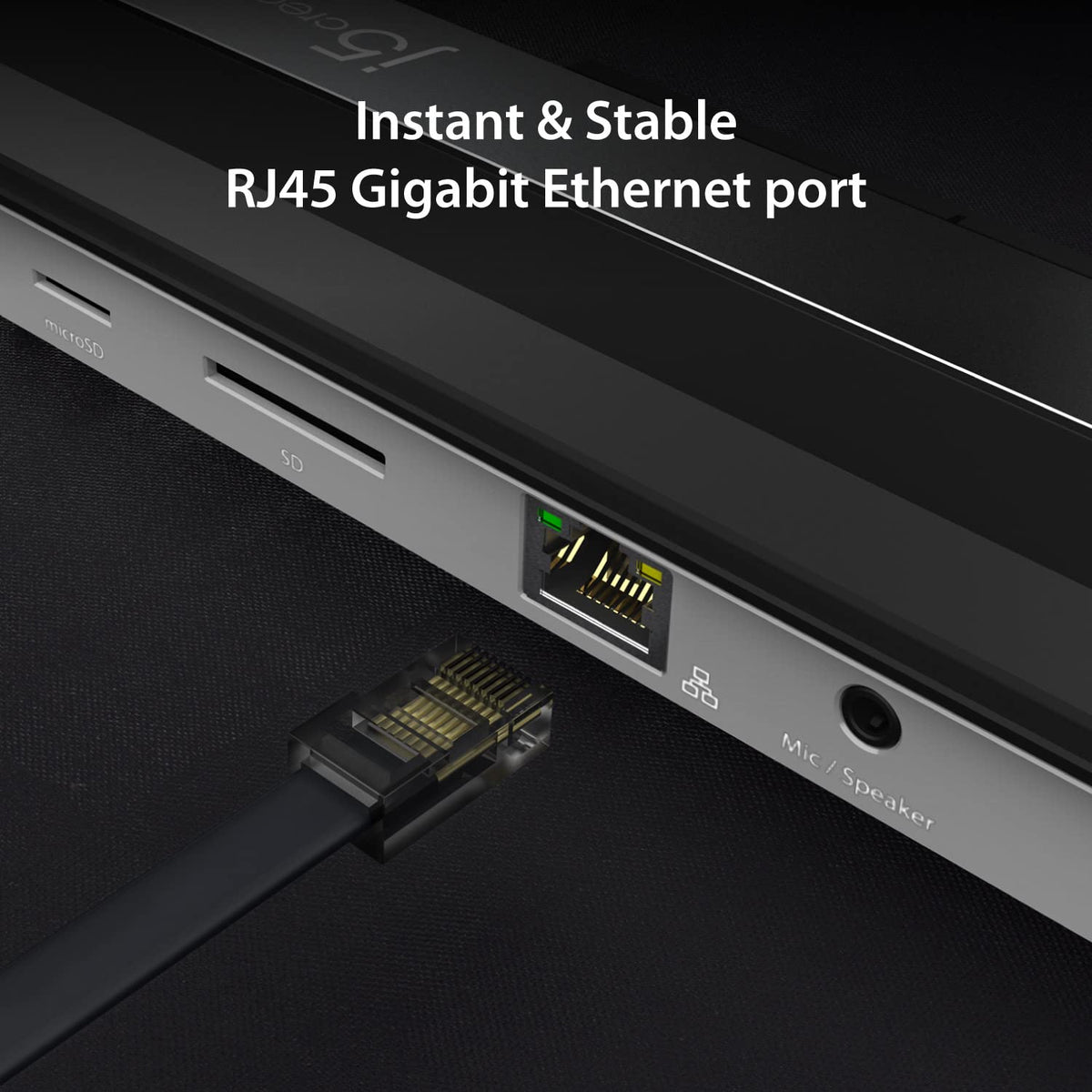 j5create top texture and logo highlighting durable finish and heat dissipation benefit