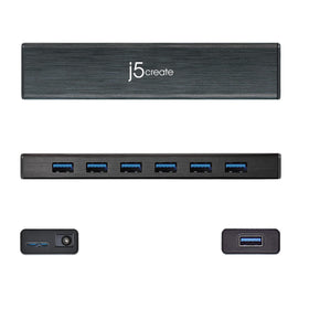 j5create hub close-up of USB 3.0 port labels demonstrating SuperSpeed connections benefit