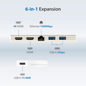 j5create JCD381 on a laptop with two HDMI outputs