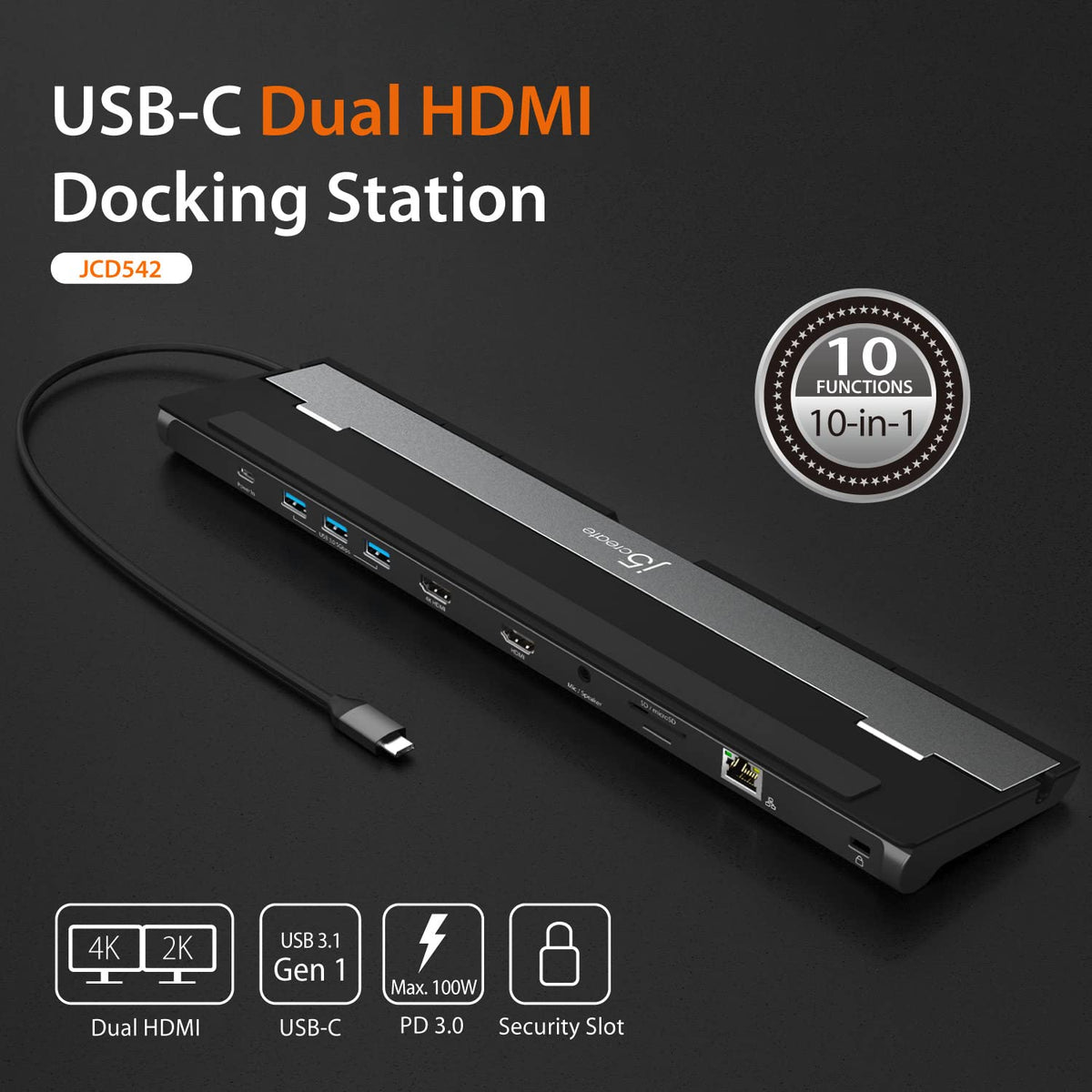 j5create JCD542 card reader closeup for fast media transfer