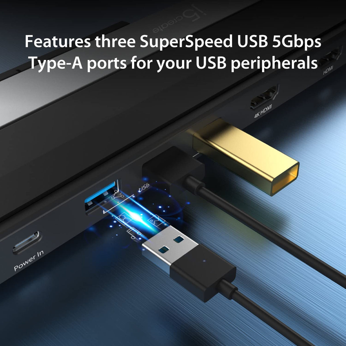 j5create JCD542 ethernet port closeup for reliable wired networking