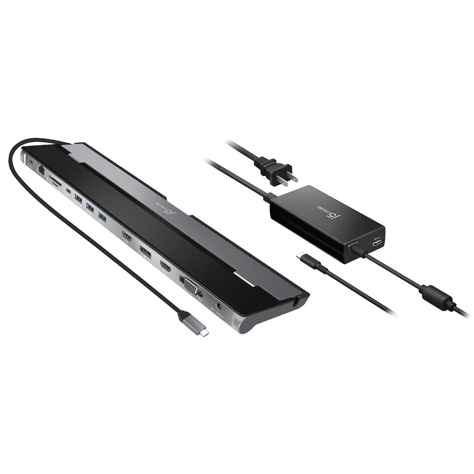 j5create JCD543P docking station front view enabling multi-monitor productivity
