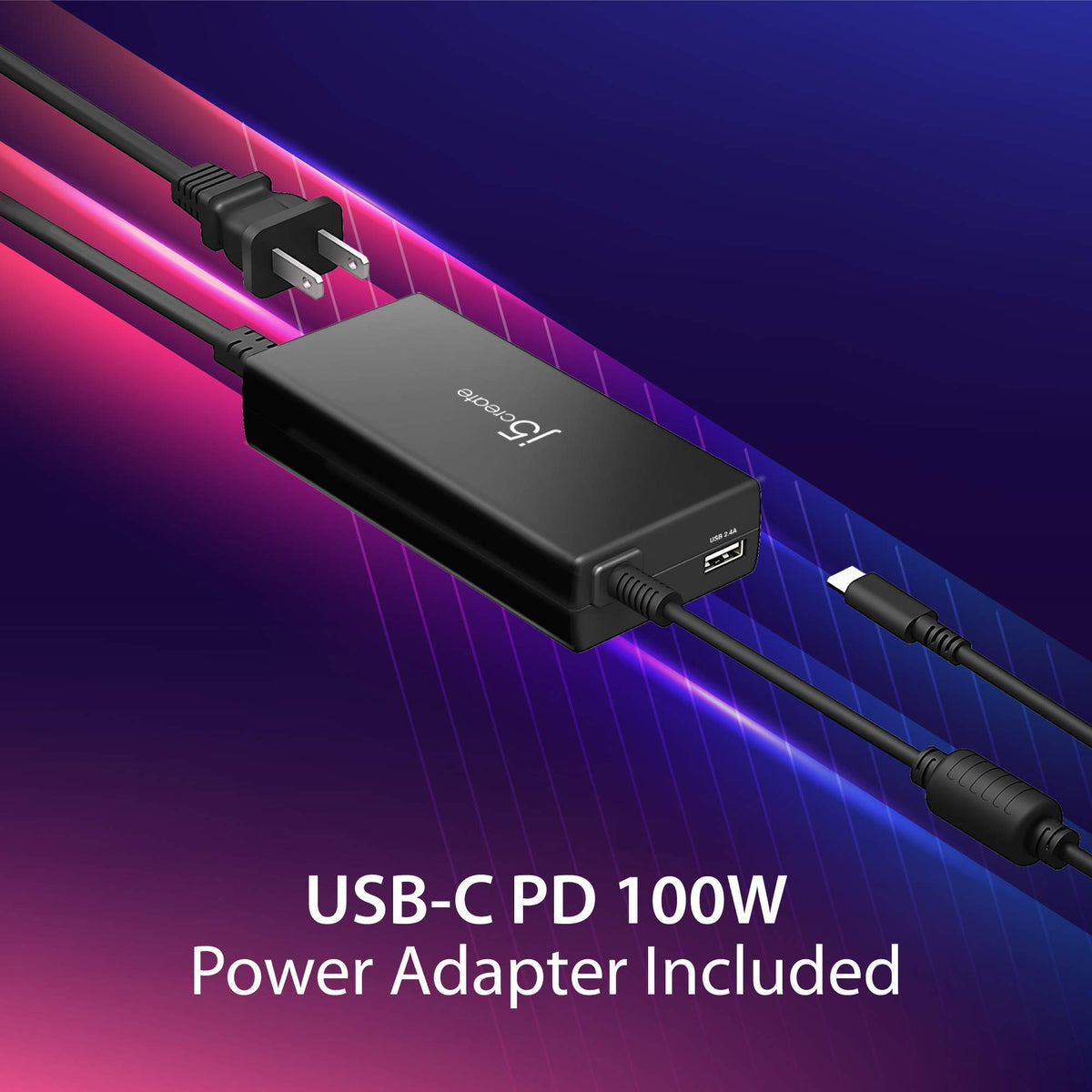 j5create JCD543P ports closeup emphasizing USB-C PD and HDMI/DisplayPort versatility