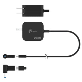 Sleek, lightweight charger complements slim laptops and tablets anywhere.