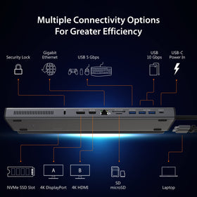 j5create USB-C 10 Gbps port for rapid data transfer to external drives.