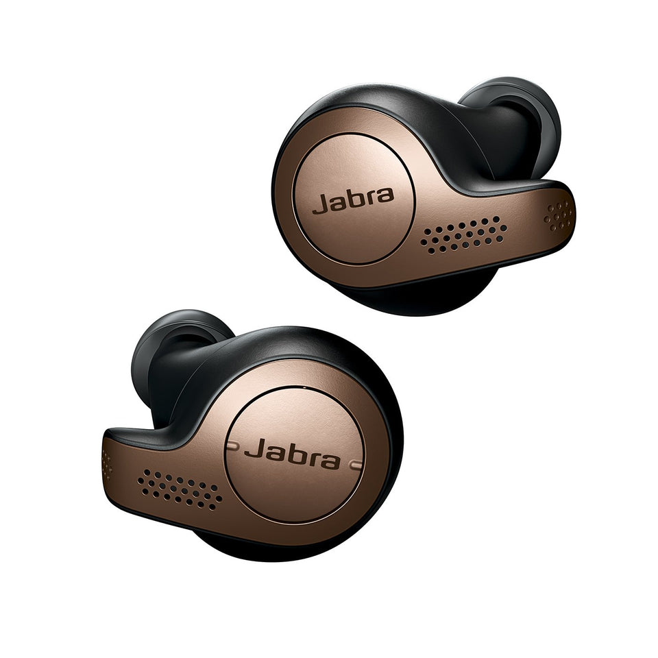 Jabra Elite 65t front packaging in Copper Black, clear condition and benefit