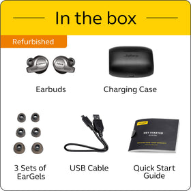 Jabra Elite 65t beside a smartphone illustrating compact scale and easy everyday portability