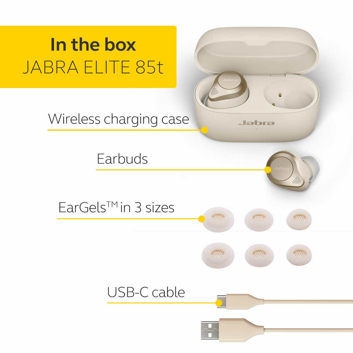 Jabra Elite 85t earbuds in ear for immersive sound and fit
