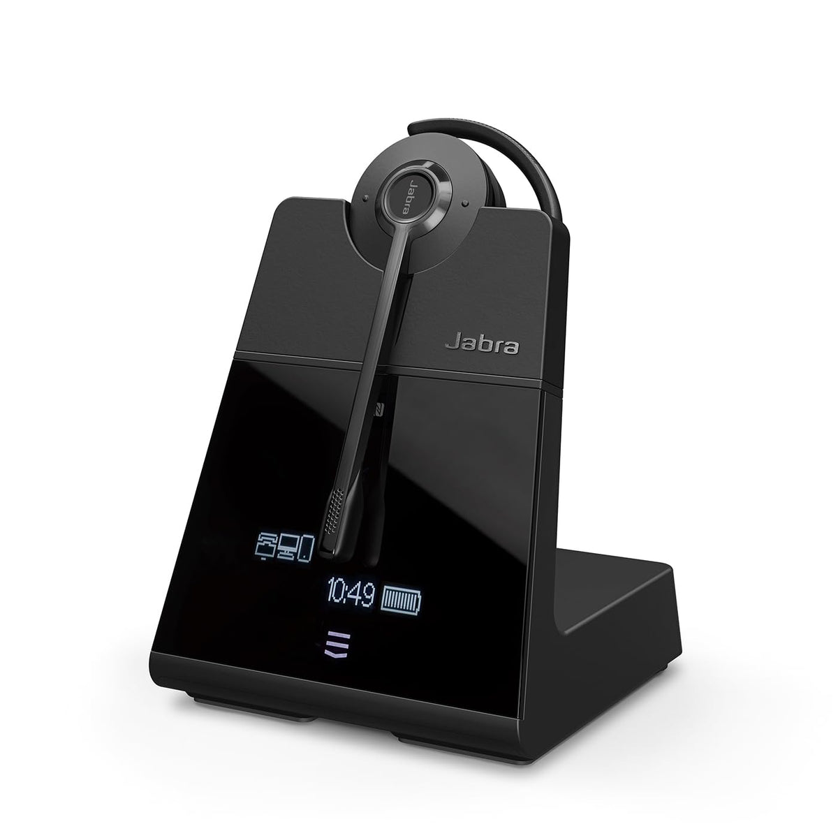 Jabra Engage 75 SE on desk for reliable all-day calls.