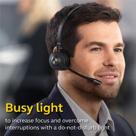 Jabra Engage 75 headset range up to 150 meters enabling desk-less work.