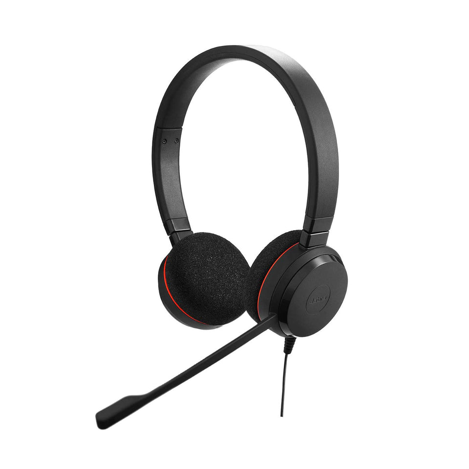 Jabra Evolve 20 UC front packaging showing model and black finish for quick identification