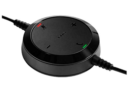 Jabra Evolve 20 UC beside a smartphone to show scale and wired plug-and-play convenience