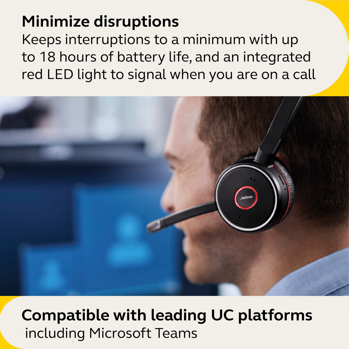 Jabra Evolve 75 SE charging stand keeping your headset ready for meetings.