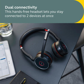 Jabra Evolve 75 SE dual connectivity supports two devices at once.