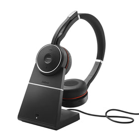 Jabra Evolve 75 SE headset on desk for distraction-free calls.