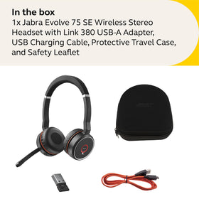 Jabra Evolve 75 SE soft leatherette ear cushions for comfortable listening.