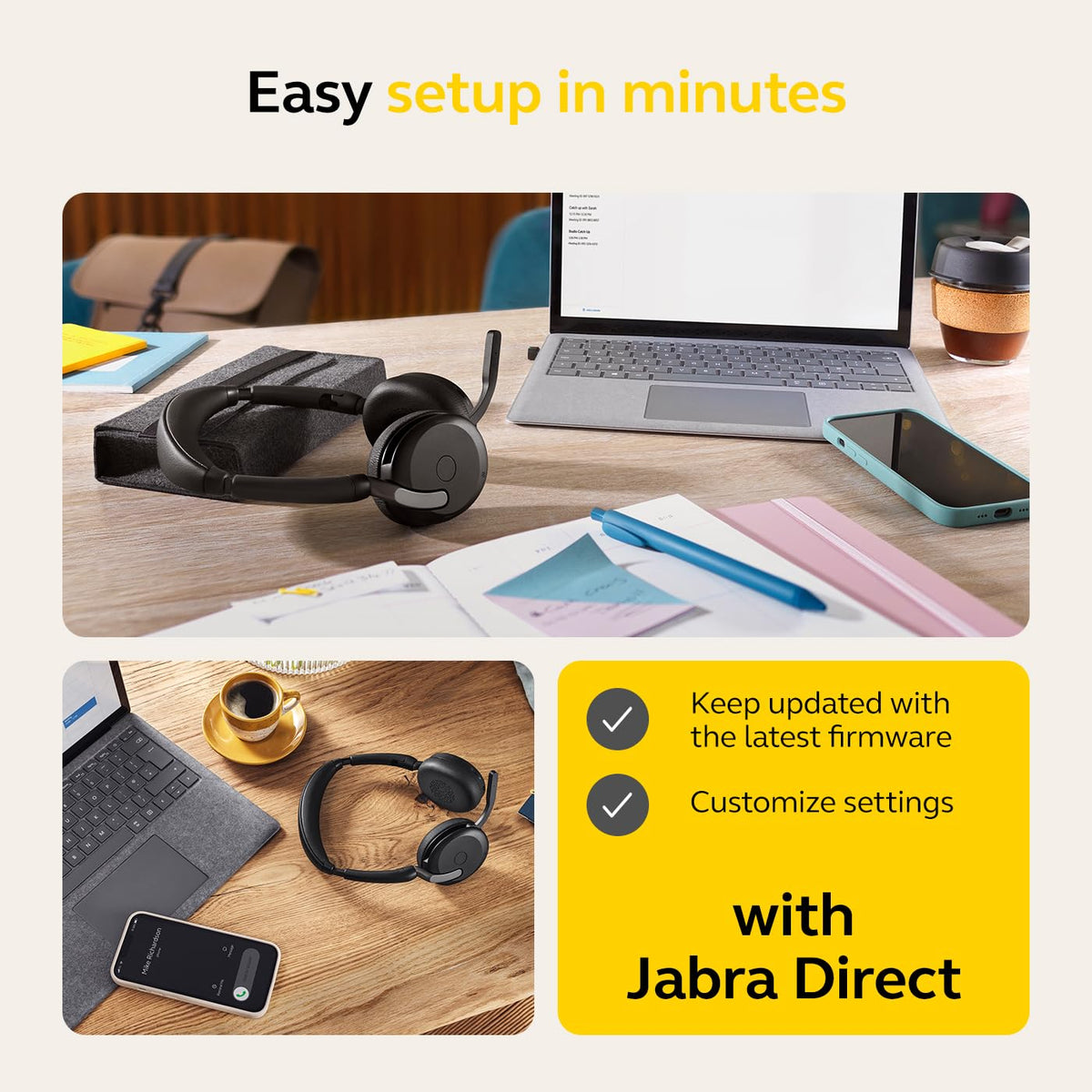 Jabra Evolve2 65 Flex signals when in a meeting with 360 Busylight.