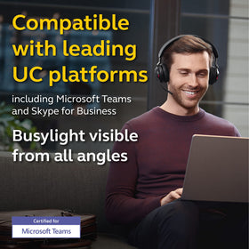 Jabra Evolve2 65 triple-mic array improves call clarity in busy environments.