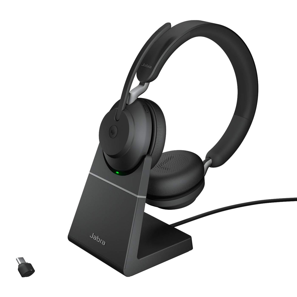 Jabra Evolve2 65 headset for hybrid work with comfortable over-ear design.