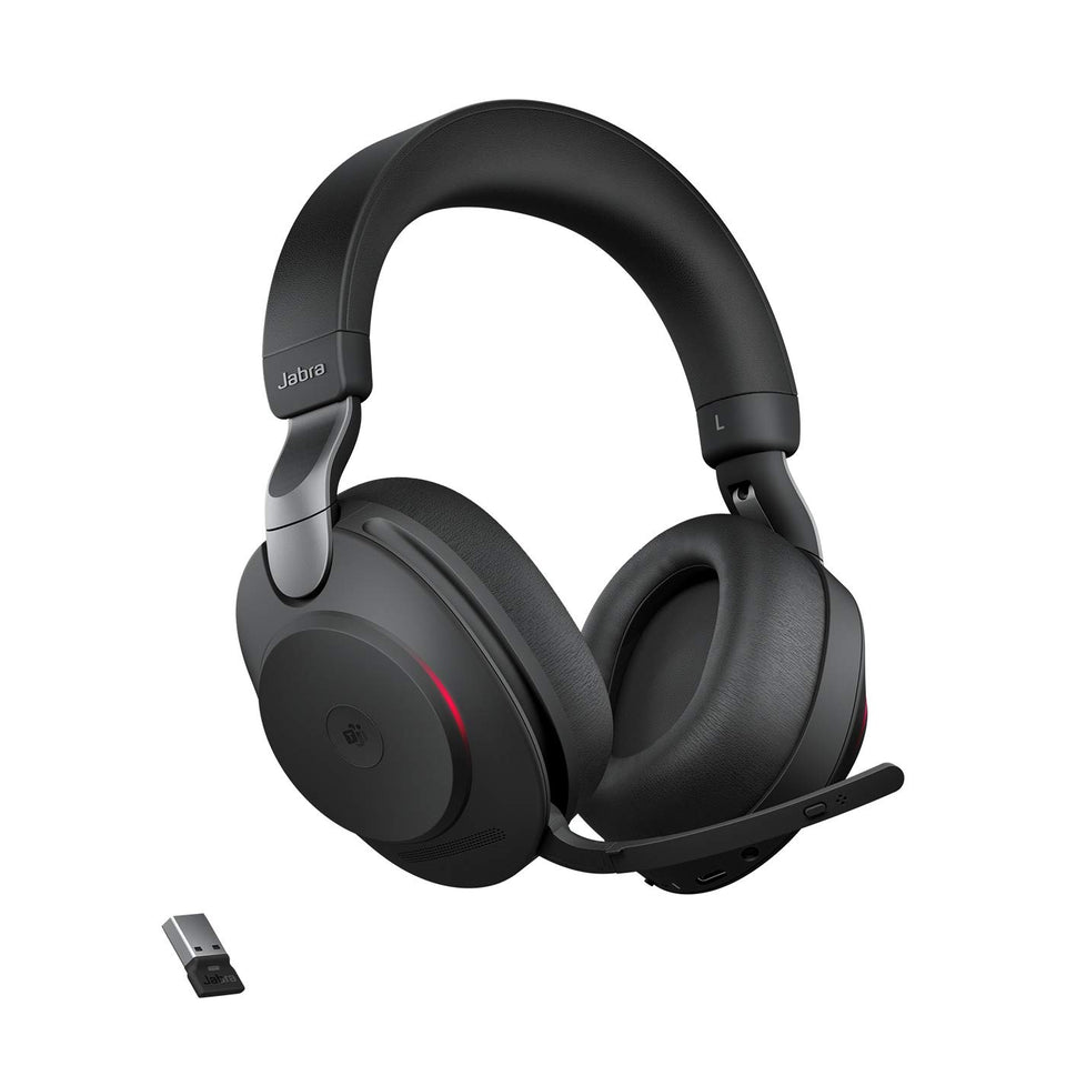 Jabra Evolve2 85 headset on desk supports focused work and clear calls