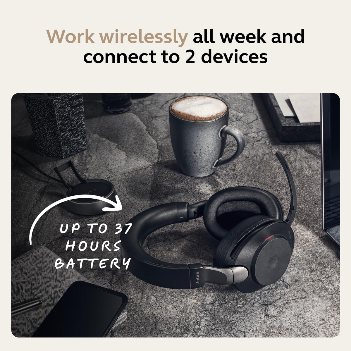 Jabra Evolve2 85 USB-C adapter delivers quick, stable connectivity.