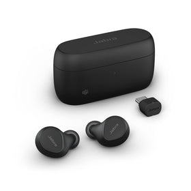 Jabra Evolve2 true wireless earbuds showing compact fit for daily comfort.
