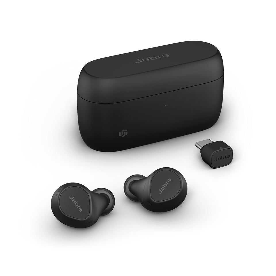 Jabra Evolve2 true wireless earbuds showing compact fit for daily comfort.