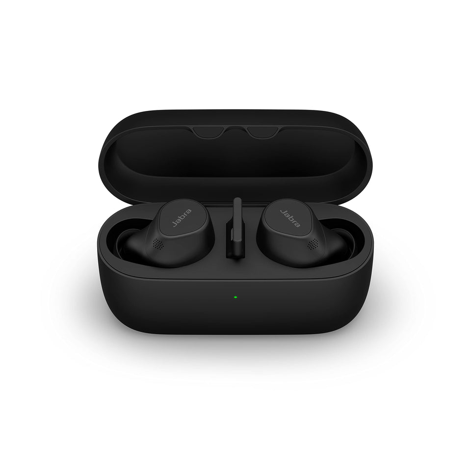 Jabra Evolve2 earbuds with a compact-fit design for all-day comfort