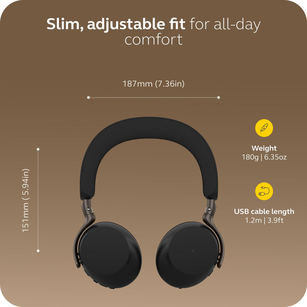 Jabra Evolve3 75 offers up to 22 hours of calls on full charge.