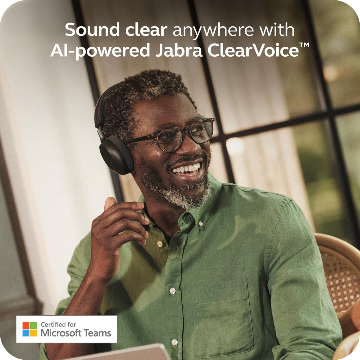 Jabra Evolve3 75 ClearVoice isolates speech for crisp conversations.