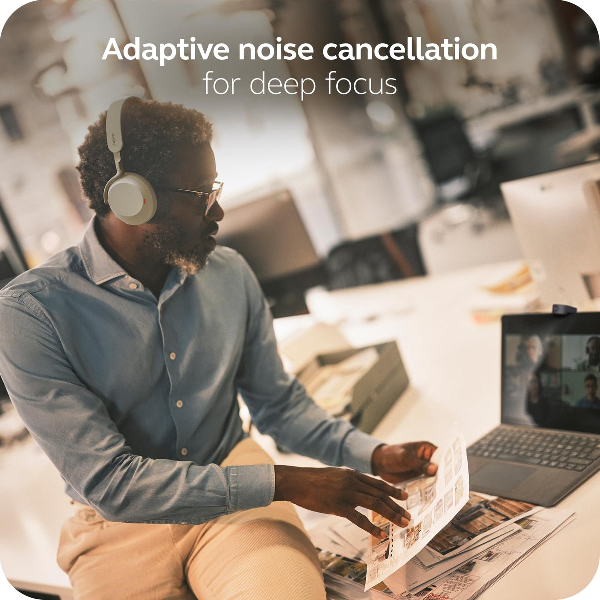 Jabra Evolve3 75 rapid charge provides hours of use in minutes.