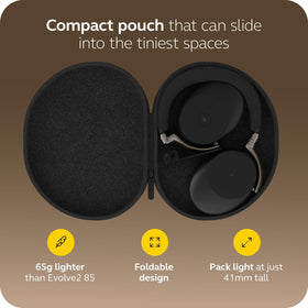 Jabra Evolve3 85 25h battery life for long workdays.