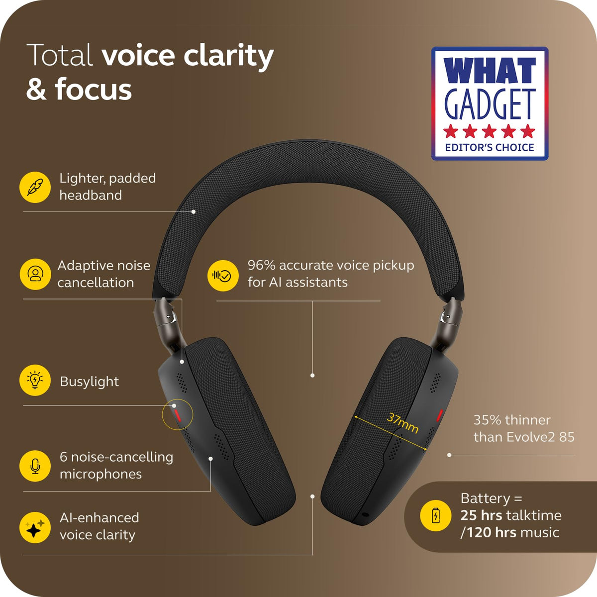 Jabra Evolve3 85 AI voice mic array captures clear speech