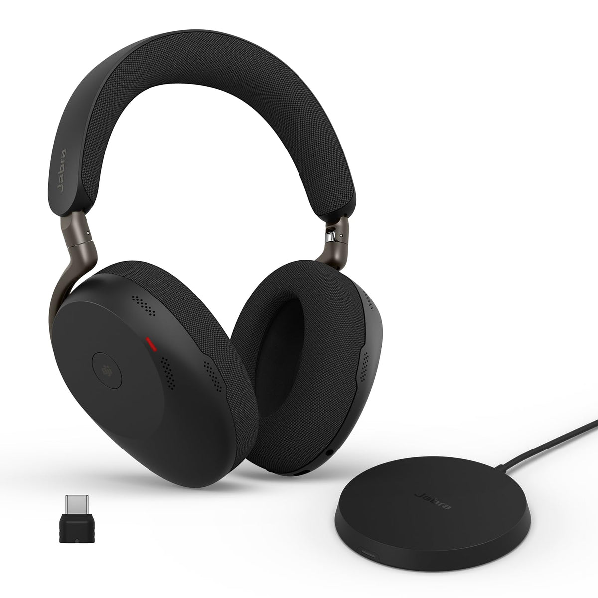 Jabra Evolve3 85 headset folded for travel and storage.