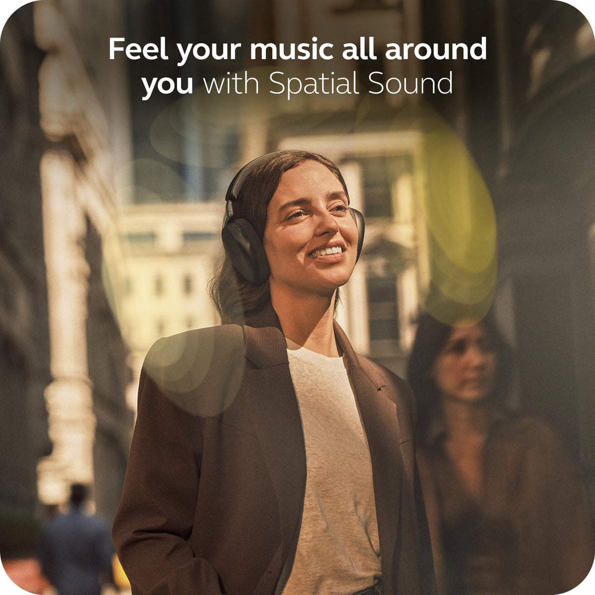 Jabra Evolve3 85 spatial sound for natural conversations and immersive audio.