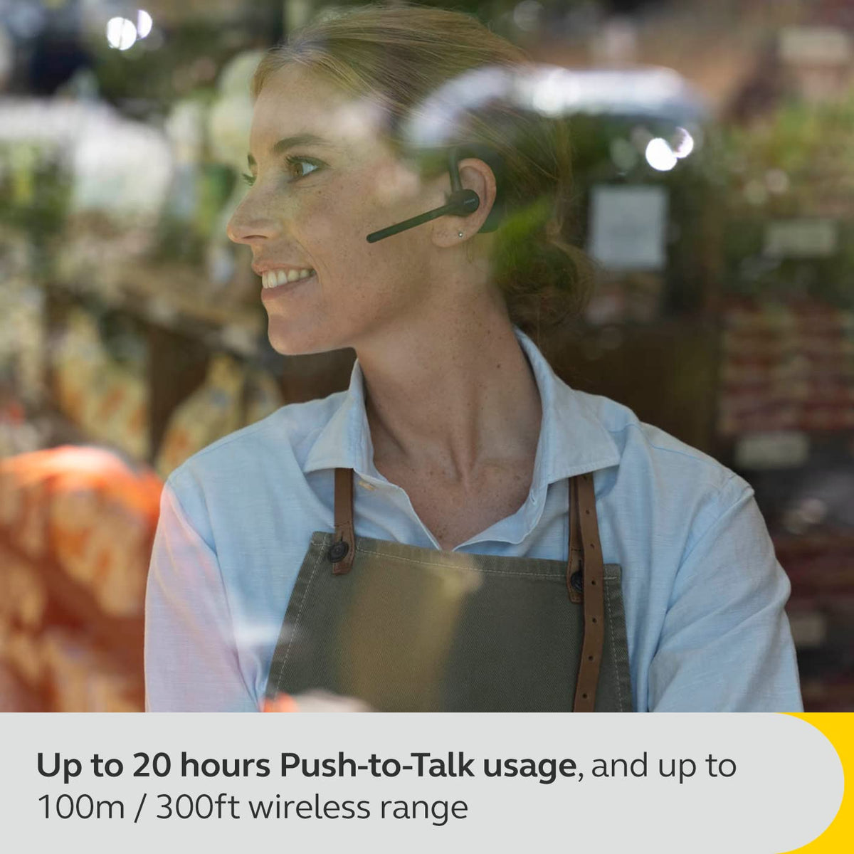 Jabra Perform 45 300 ft wireless range supports seamless team communication.
