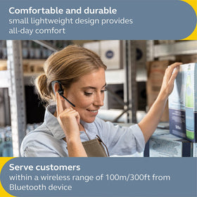 Jabra Perform 45 face2face mode mutes audio for private discussions on the shop floor.