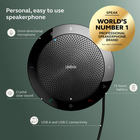 Jabra Speak 510 Bluetooth and USB connectivity for flexible device pairing.