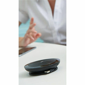 Jabra Speak 510 USB plug-and-play simplifies setup for quick conferences.