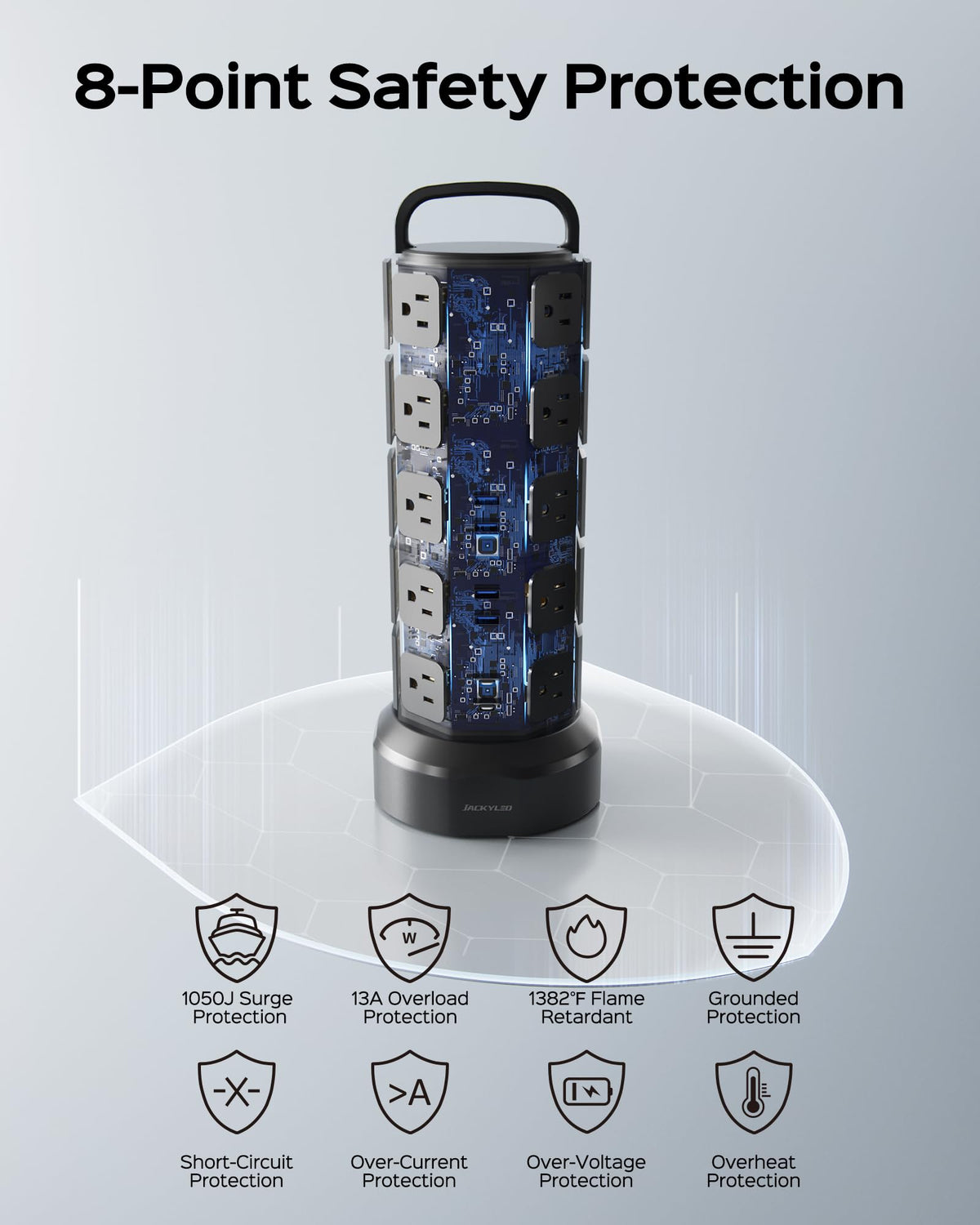 JACKYLED hands plugging phone into USB port demonstrating easy access and convenience
