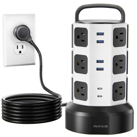 JACKYLED front view showing tower outlets and clean footprint benefit
