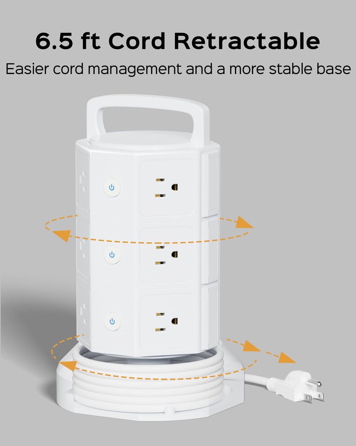 JACKYLED detail of widely spaced AC outlets preventing adapter blocking