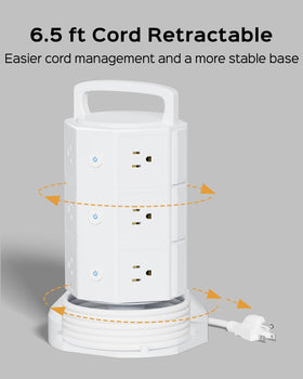 JACKYLED detail of widely spaced AC outlets preventing adapter blocking