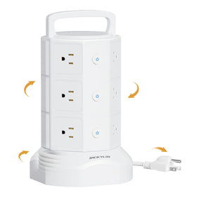 JACKYLED next to a hand to show scale and space-saving vertical design